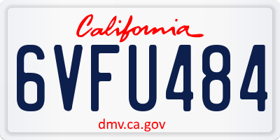 CA license plate 6VFU484