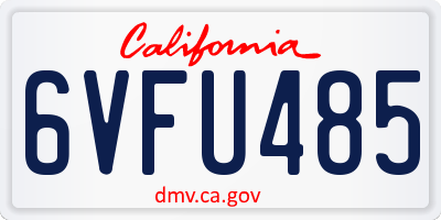 CA license plate 6VFU485