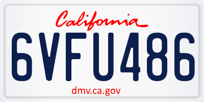 CA license plate 6VFU486