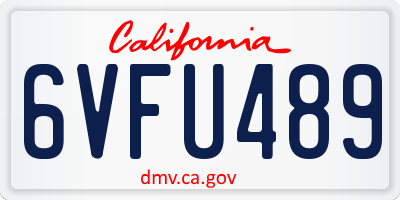 CA license plate 6VFU489
