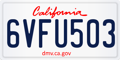 CA license plate 6VFU503