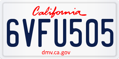 CA license plate 6VFU505
