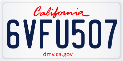 CA license plate 6VFU507