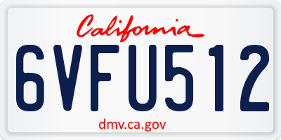 CA license plate 6VFU512