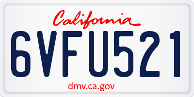 CA license plate 6VFU521