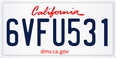 CA license plate 6VFU531