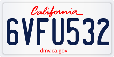 CA license plate 6VFU532