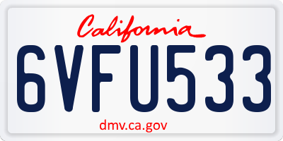 CA license plate 6VFU533