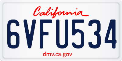 CA license plate 6VFU534