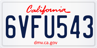 CA license plate 6VFU543