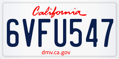 CA license plate 6VFU547