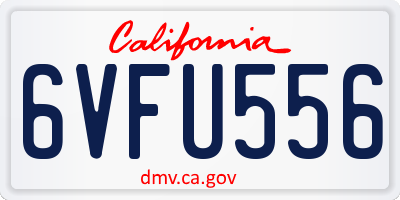 CA license plate 6VFU556