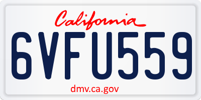 CA license plate 6VFU559