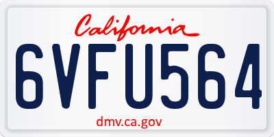 CA license plate 6VFU564