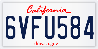 CA license plate 6VFU584