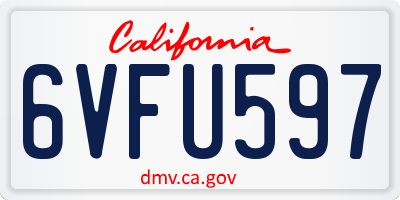 CA license plate 6VFU597