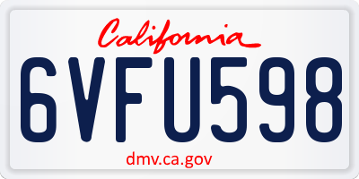 CA license plate 6VFU598