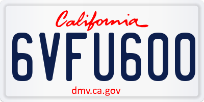 CA license plate 6VFU600