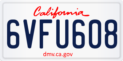 CA license plate 6VFU608