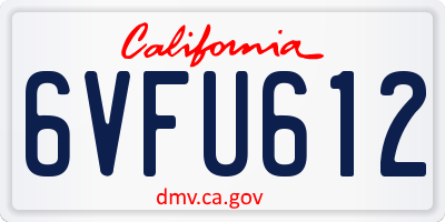 CA license plate 6VFU612