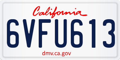 CA license plate 6VFU613