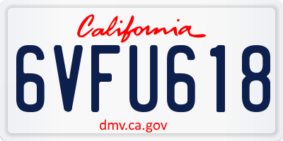 CA license plate 6VFU618