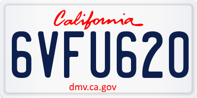 CA license plate 6VFU620