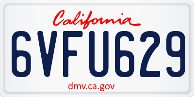 CA license plate 6VFU629