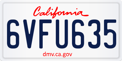 CA license plate 6VFU635