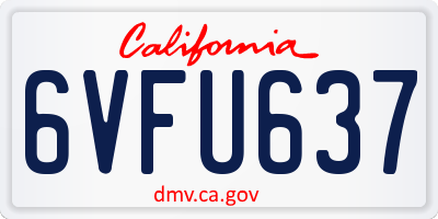 CA license plate 6VFU637