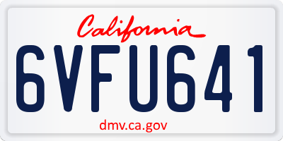 CA license plate 6VFU641