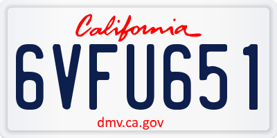 CA license plate 6VFU651