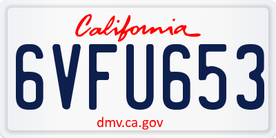 CA license plate 6VFU653
