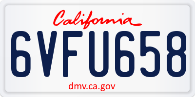 CA license plate 6VFU658