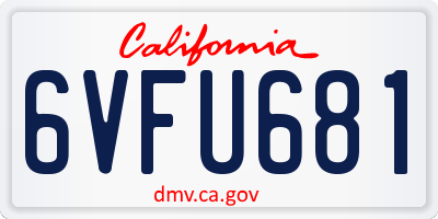 CA license plate 6VFU681
