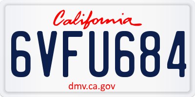 CA license plate 6VFU684