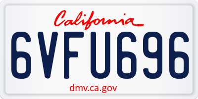 CA license plate 6VFU696