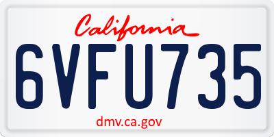 CA license plate 6VFU735