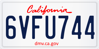 CA license plate 6VFU744