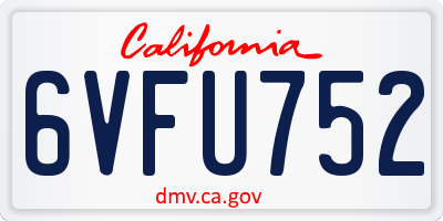 CA license plate 6VFU752