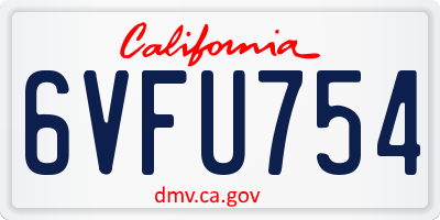CA license plate 6VFU754