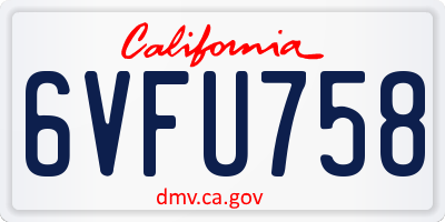 CA license plate 6VFU758