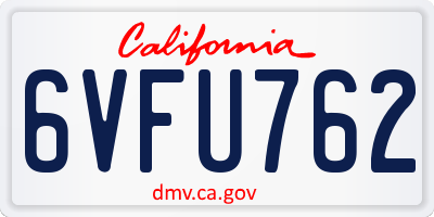 CA license plate 6VFU762