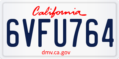 CA license plate 6VFU764