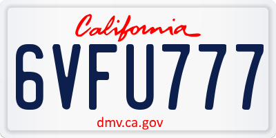 CA license plate 6VFU777