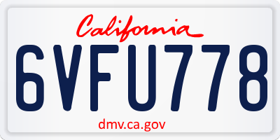 CA license plate 6VFU778