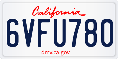 CA license plate 6VFU780