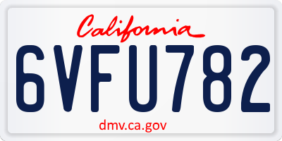CA license plate 6VFU782