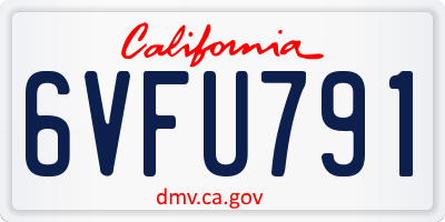 CA license plate 6VFU791
