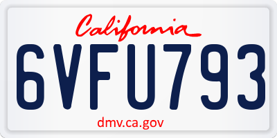 CA license plate 6VFU793